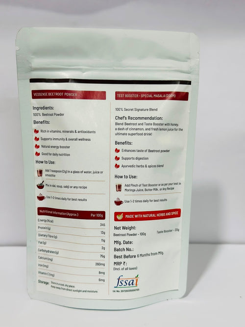 Vedsense Beetroot Powder – 100% Pure & Organic (100g)