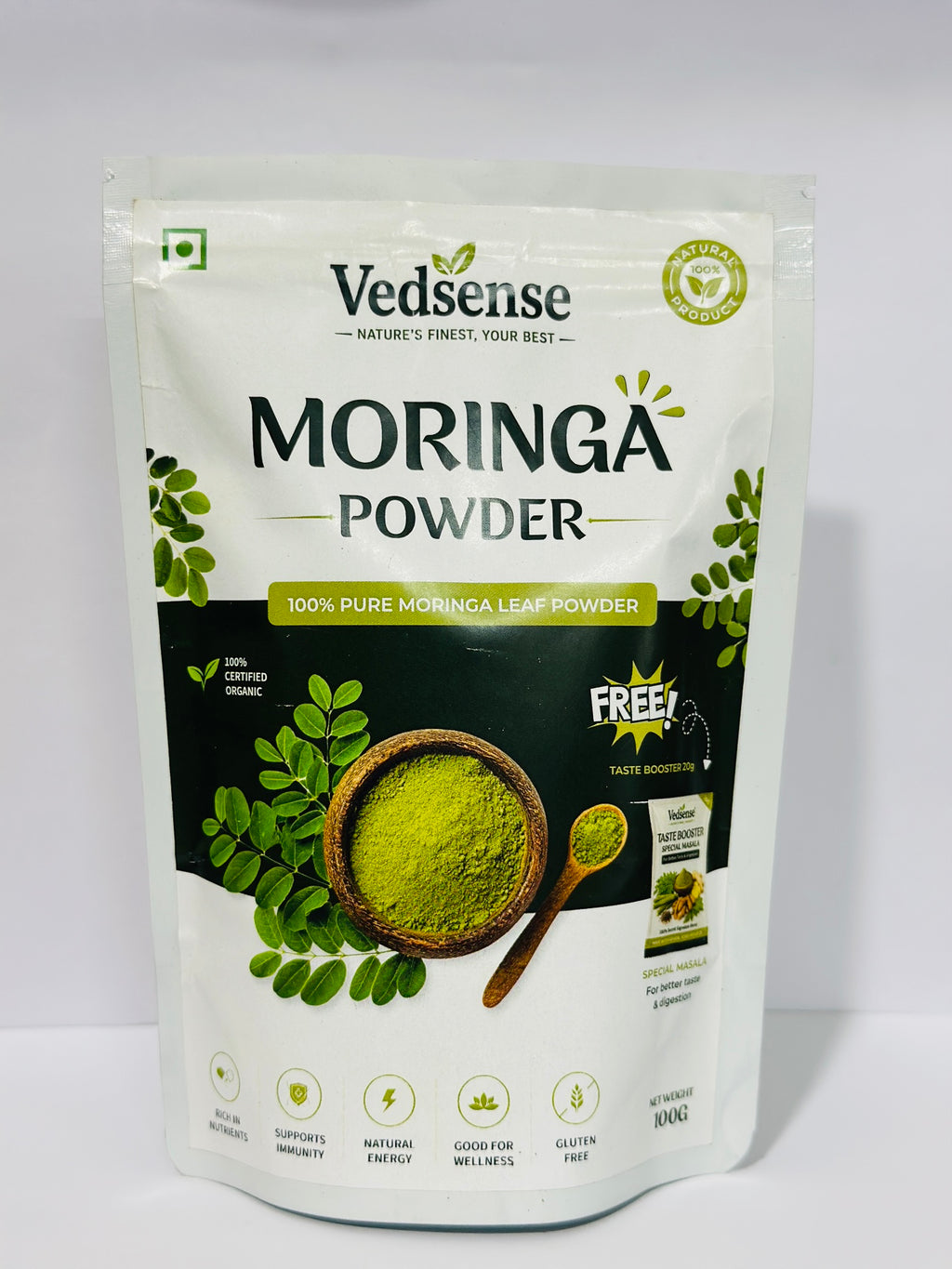 Vedsense Moringa Powder – 100% Pure Moringa Leaf Powder (100g)