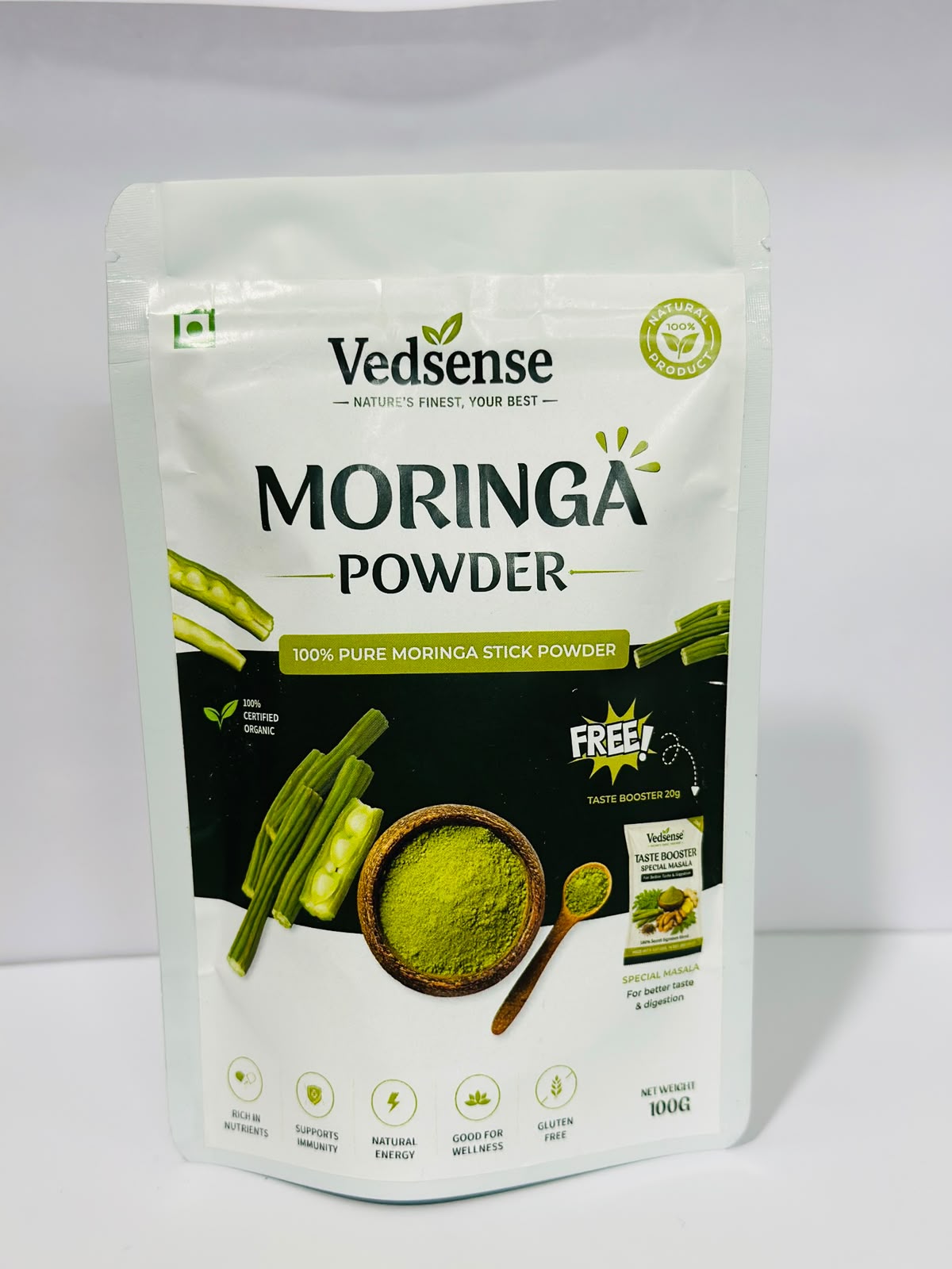 Vedsense Moringa Stick Powder – 100% Pure Moringa Stick Powder (100g)